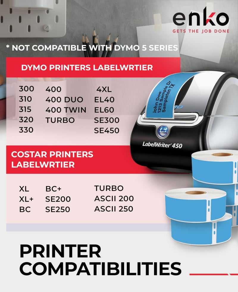 enKo Products enKo [6 Rolls, 2100 Labels] Address, Shipping & Barcode Labels 30252 - Cyan/Blue (1-1/8" x 3-1/2") Compatible for Dymo LabelWriter & Rollo Printer - Image 4